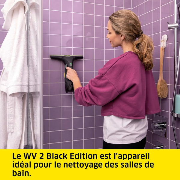 Kärcher WV 2 Black Edition – Nettoyeur de Vitres Sans Fil, 35 min d’Autonomie, 2 Raclettes