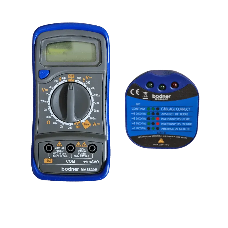 Testeur de prise et multimètre numérique