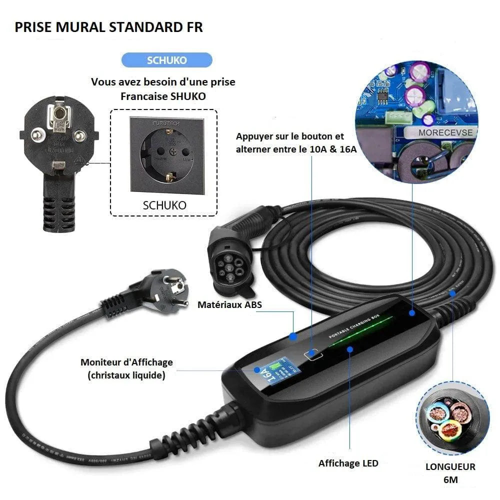 Chargeur Voiture Électrique Type2 6M