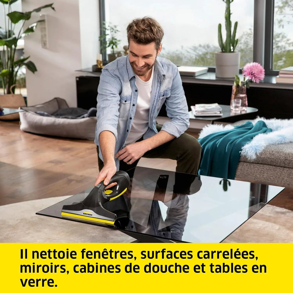 Kärcher WV 2 Black Edition – Nettoyeur de Vitres Sans Fil, 35 min d’Autonomie, 2 Raclettes