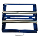 Dérouleur monobloc pliant d'Amafibre avec une capacité de charge de 200kg, idéal pour les travaux de tirage de câbles en fibre optique ou électrique, compact et facile à transporter.