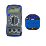 Image du testeur de prise et multimètre numérique, un outil électrique compact et portable utilisé pour mesurer la tension, le courant et la résistance. Il est facile à utiliser pour les professionnels de l’électricité et les amateurs. L’image montre le testeur de prise avec des indicateurs LED et l’écran LCD du multimètre numérique affichant les résultats de mesure.