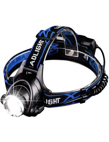 LAMPE FRONTALE RECHARGEABLE 1 LED T6 - Puissante, Zoomable et Confortable
