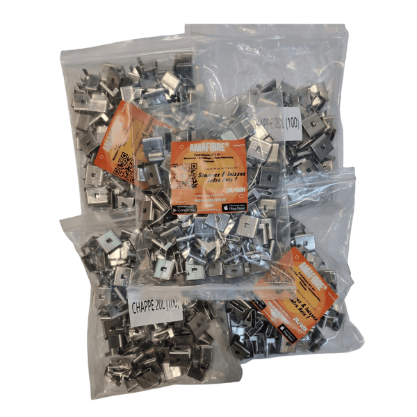 Chape à ailettes pour feuillard inox (Boucle à feuillard)